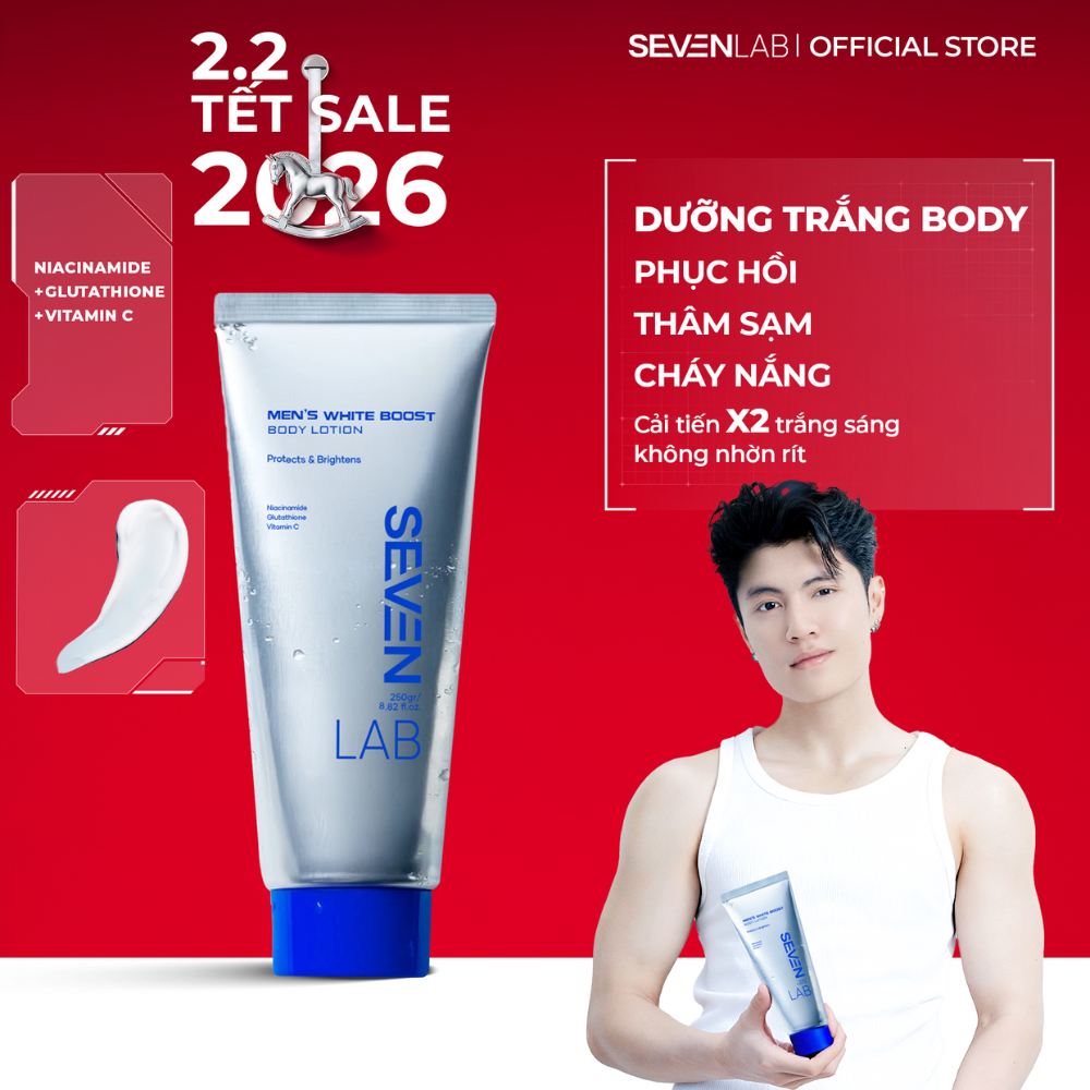[QUÀ TẶNG] Sữa dưỡng thể giúp trắng da nam SEVENLAB không bết dính, cải thiện đều màu da 250gram toà