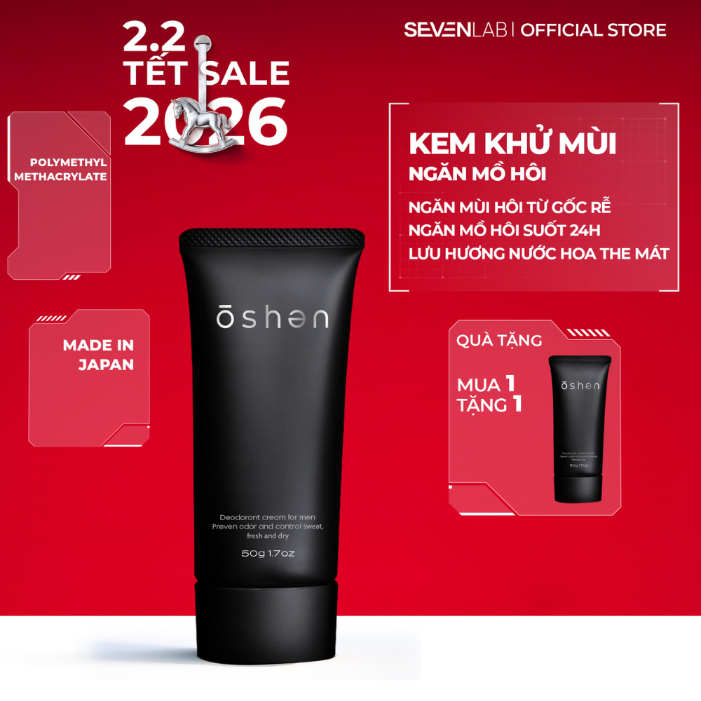 Kem khử mùi hôi nách, hôi chân, cơ thể cho nam giới Oshen Japan kháng khuẩn 50g