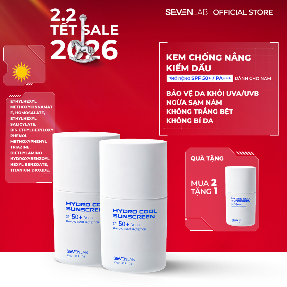 Kem chống nắng nam SEVENLAB kiềm dầu bảo vệ da SPF50+ PA+++ không nâng tone, không bí da 30g