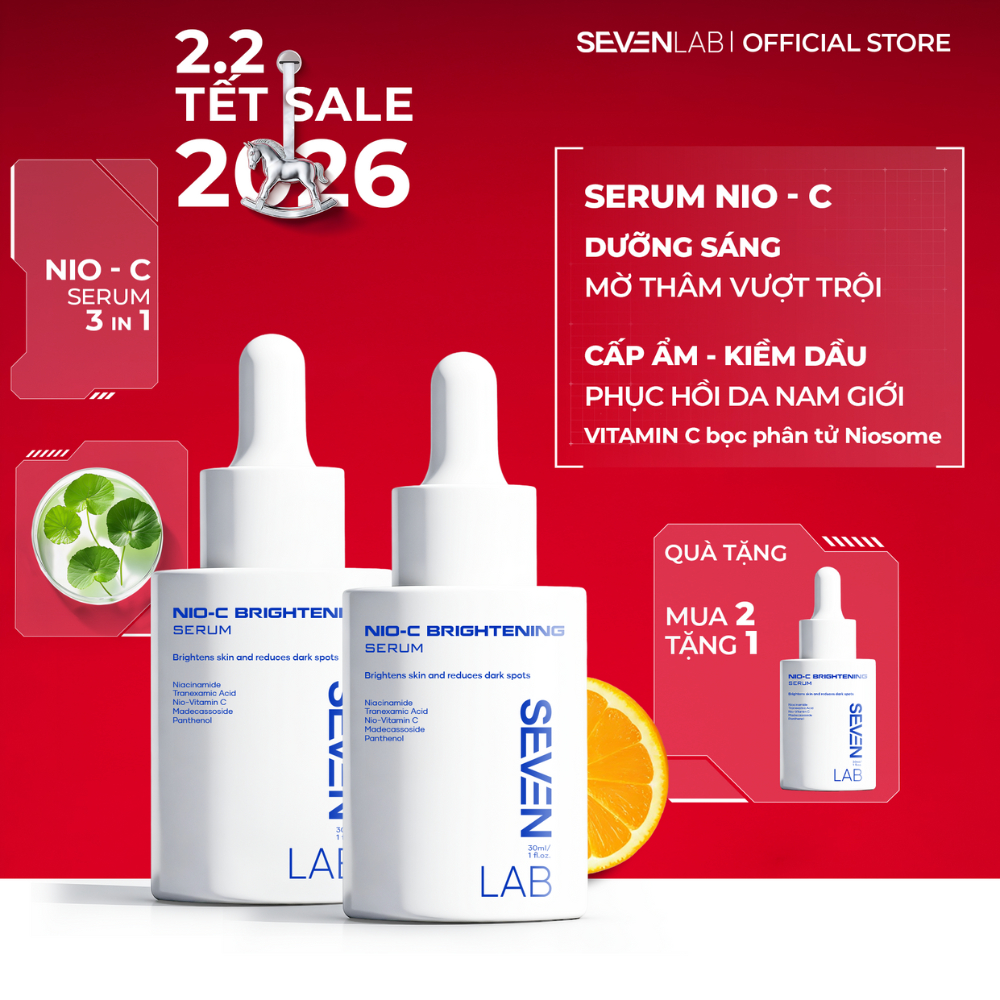Serum dưỡng trắng da mặt nam giới Nio-Vitamin C SEVENLAB dưỡng sáng, mờ thâm mụn vượt trội 30ml