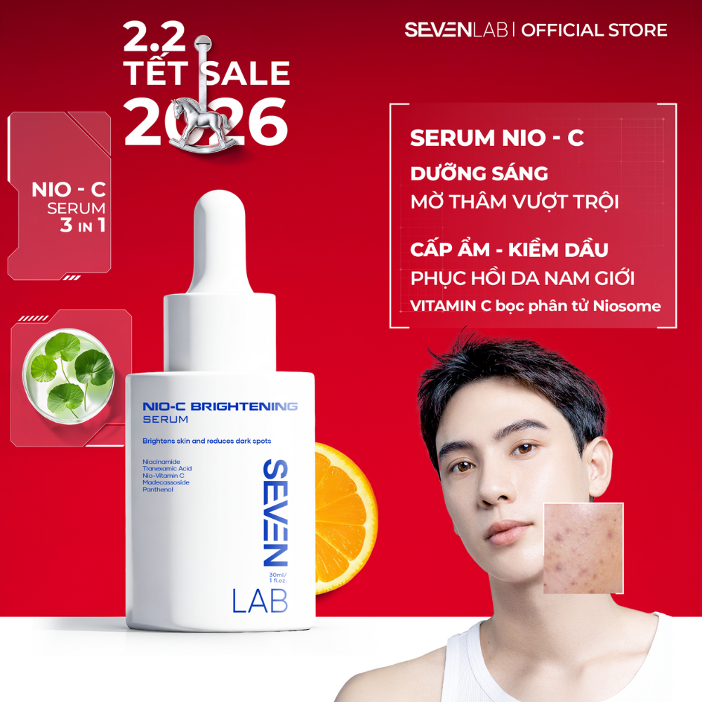 [QUÀ TẶNG] Serum dưỡng trắng da mặt nam giới Nio-Vitamin C SEVENLAB dưỡng sáng mờ thâm vượt trội 30m