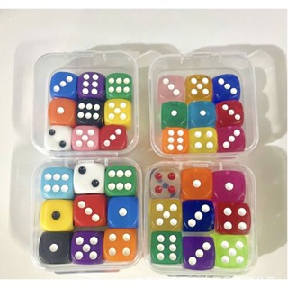 Hộp 9 Viên Xúc Xắc ( Xí Ngầu ) Trong Suốt Nhiều Màu 16mm