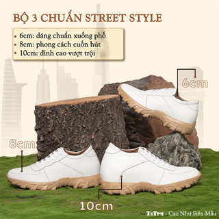 [8CM] Giày Cao Nam T&Tra T150 Trắng - Nhẹ Hơn và Ít Dốc Hơn
