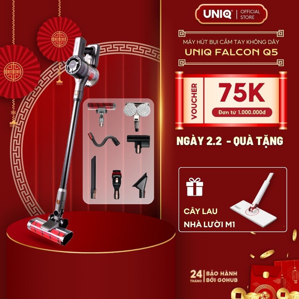 Máy hút bụi cầm tay không dây UNIQ Falcon Q5 cây hút bụi lau nhà mini gia đình đa năng ô tô ga giườn