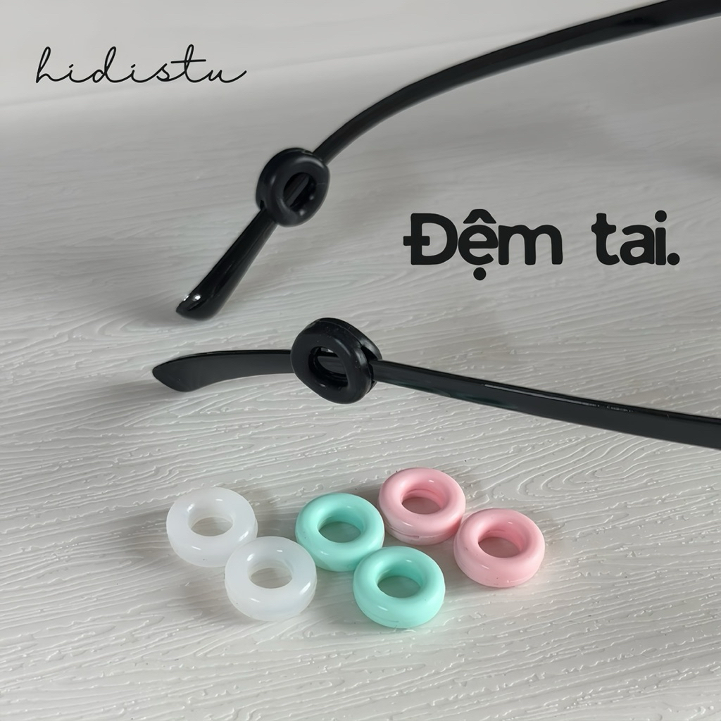 Đệm tai chống tuột khi mang kính. Chất liệu silicon siêu mềm, tạo cảm giác thoải mái khi mang. Hidi 