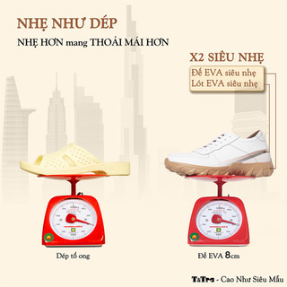 [8CM] Giày Cao Nam T&Tra T150 Trắng - Nhẹ Hơn và Ít Dốc Hơn
