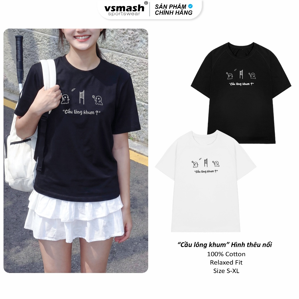 Áo Thun Cầu Lông Nam Nữ Vsmash Sportwear – Thêu "CẦU LÔNG KHUM" – Vải Bông Em Bé Mềm Mịn, Thoáng Mát