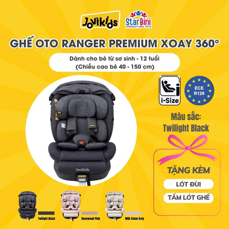 Jovikids Ranger - Ghế Ô Tô Cho Bé Xoay 360 - R129/i-Size + Isofix (cho bé cao 40 - 150 cm) Starbini