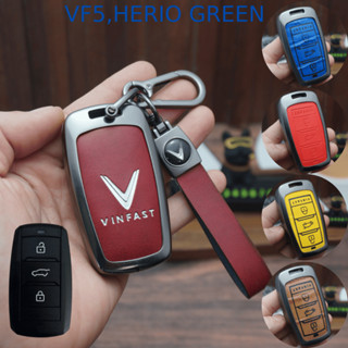 ốp chìa khoá Vinfast VF5 và Herio Green 3 nút bấm chất liệu kim loại ốp da 2 mặt nhiều màu sắc đẹp (ZVF5)