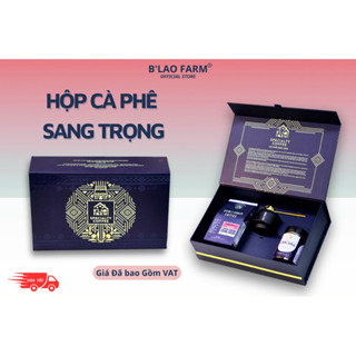 Hộp Cà Phê Cao Cấp B'LAO FARM - Set Quà Tặng Cà Phê Rang Xay Thượng Hạng, Phin Nhôm, Thìa