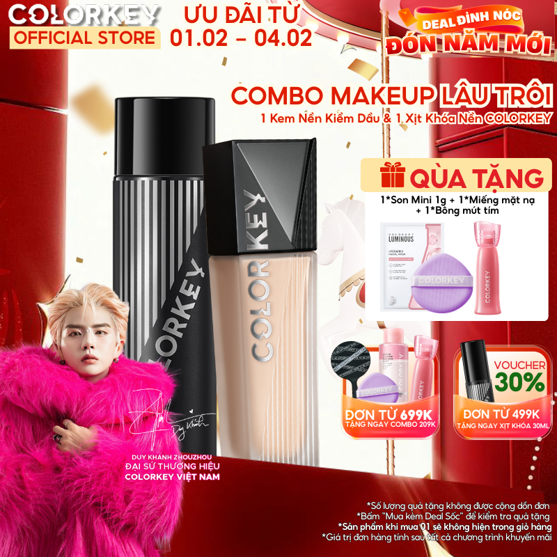 Combo 1 Chai Kem Nền Kiềm Dầu & 1 Xịt Khóa Nền Ổn Định Lớp Makeup - Combo Makeup Bền Lâu Trôi