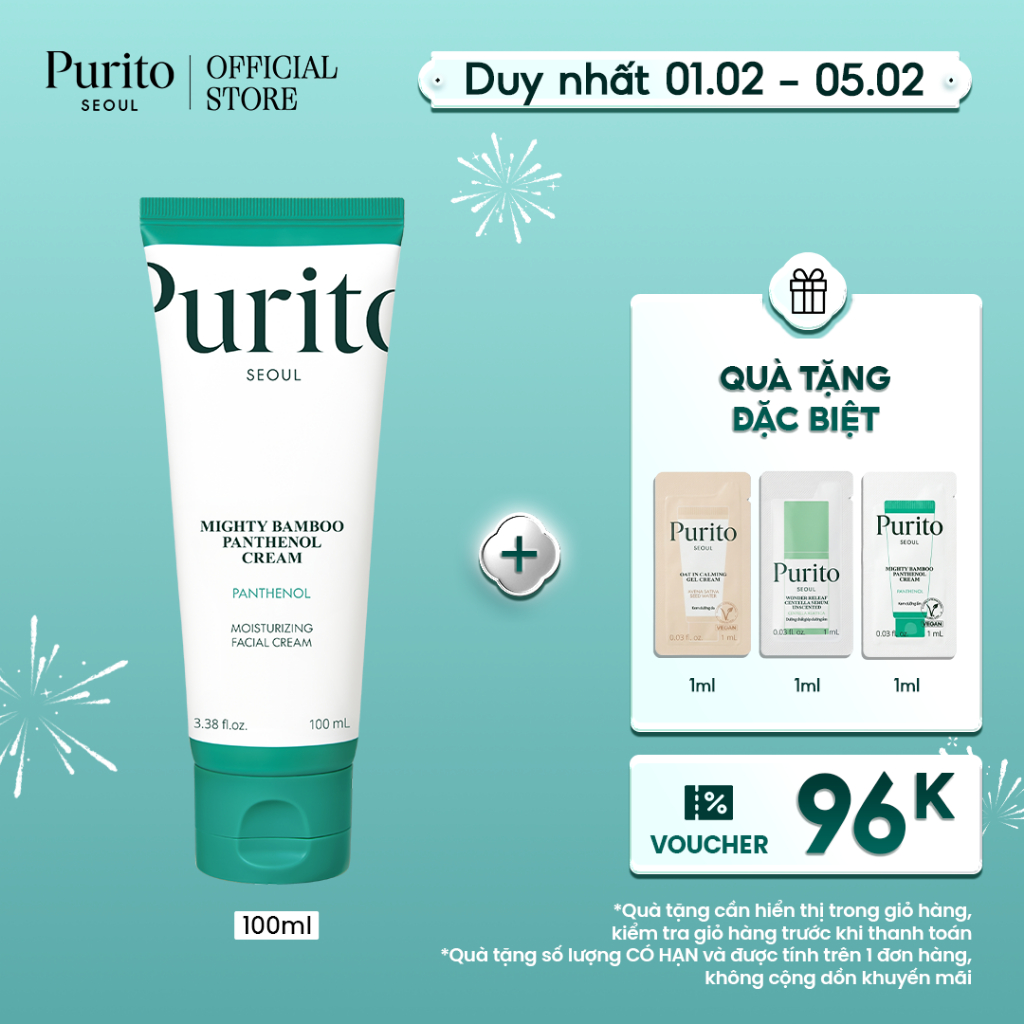 Kem Dưỡng Giúp Phục Hồi Da PURITO Mighty Bamboo Panthenol Cream 100ml