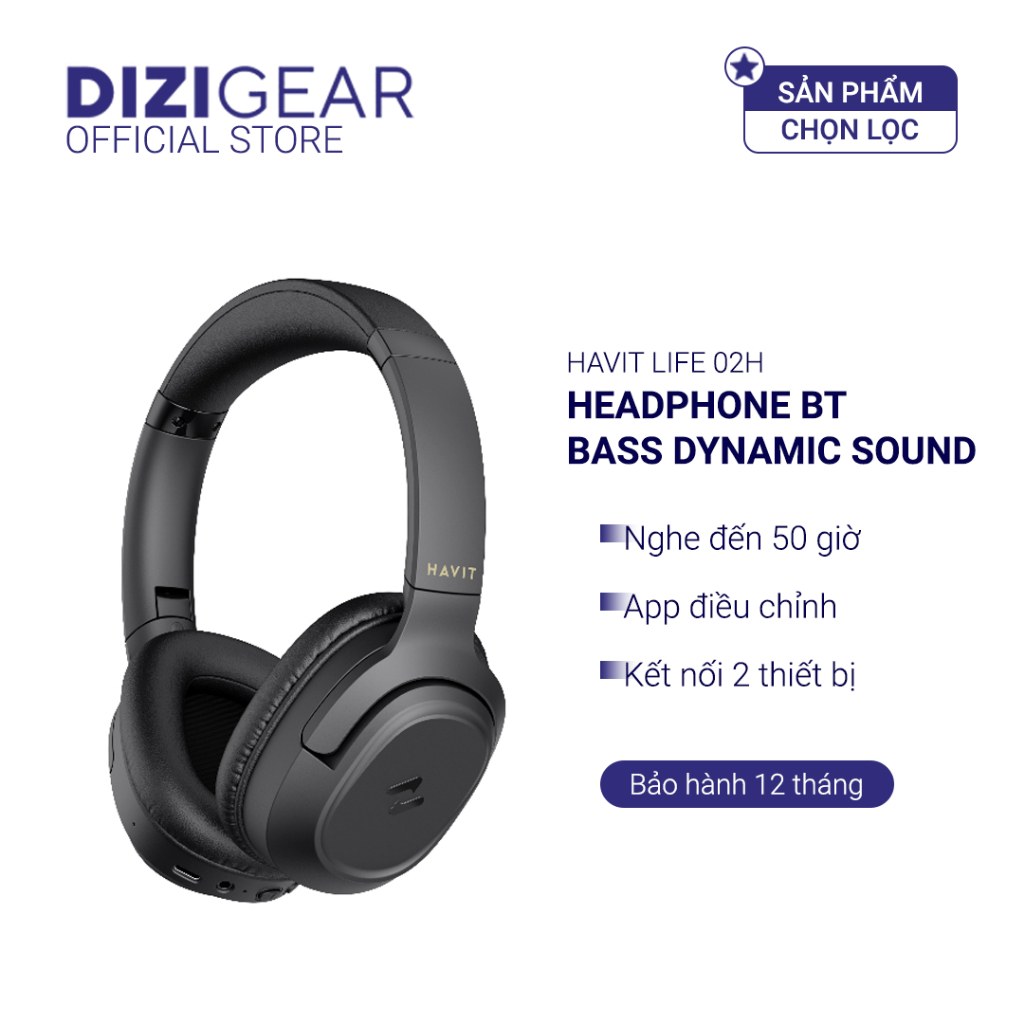 Tai Nghe Headphone Bluetooth HAVIT H612BT, Âm thanh Stereo, Nghe Đến 50 giờ, App Havit Life - BH 12 