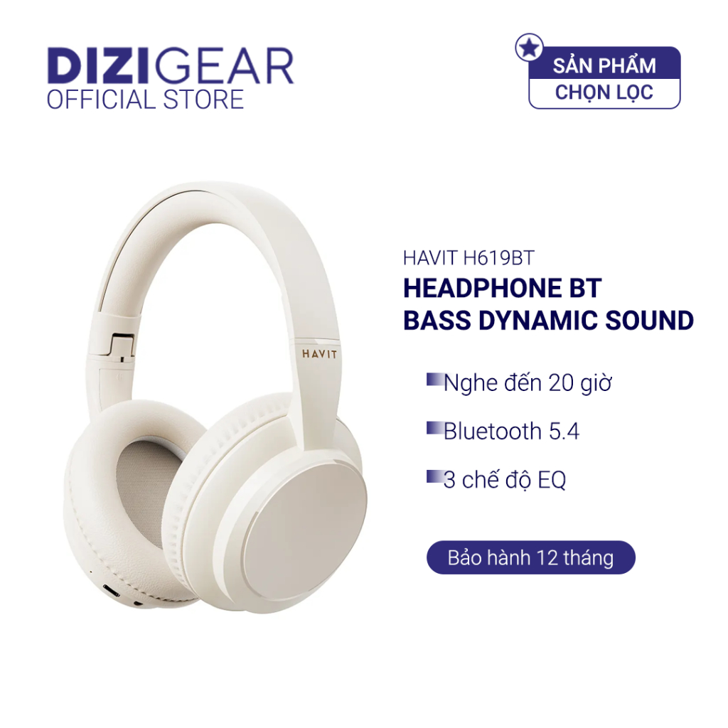 Tai Nghe Bluetooth Headphone HAVIT H619BT, BT 5.4, 3 Chế Độ EQ, Nghe Đến 20H - Chính Hãng BH 12 Tháng | BigBuy360 - bigbuy360.vn