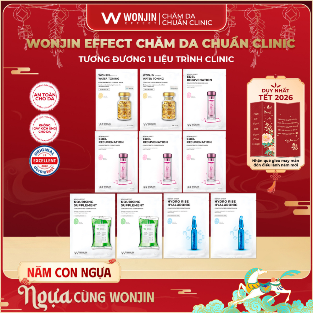 Combo 10 Mặt Nạ Dưỡng Da Chuyên Sâu MIX WonJin Effect Mask 30g x10 [KOL] [EF]