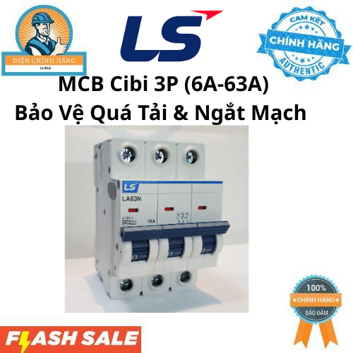 MCB Bảo Vệ Quá Tải & Ngắn Mạch BKJ63N 3P/LA63N  (6A-63A) Chính Hãng LS