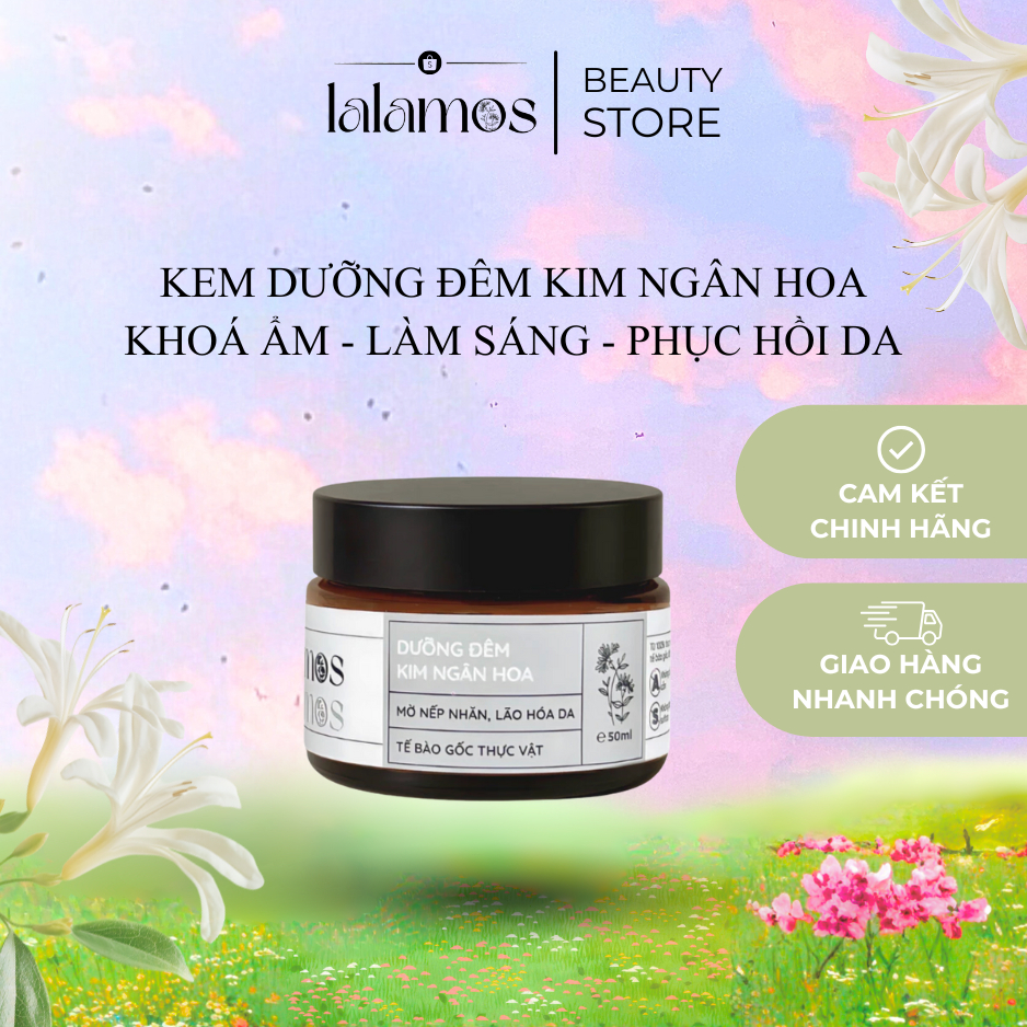 Kem Dưỡng Đêm Kim Ngân Hoa Lalamos Chống Lão Hóa, Sáng Da, Cấp Ẩm Sâu Giúp Da Căng Bóng 50ml