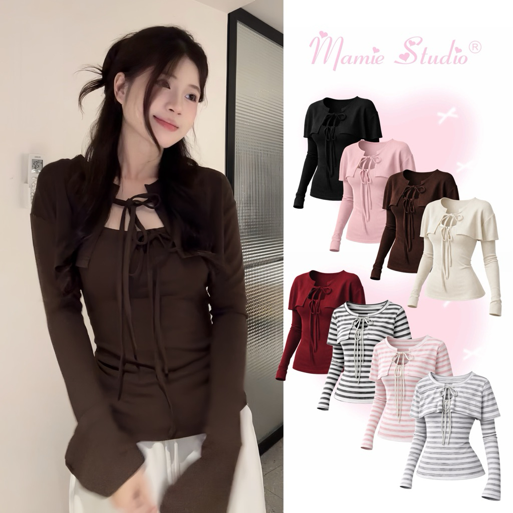 Áo 2 Dây Kèm Cardigan Kẻ Sọc Mỏng Nữ Tính Nhẹ Nhàng Thời Trang Nữ Mamie Studio