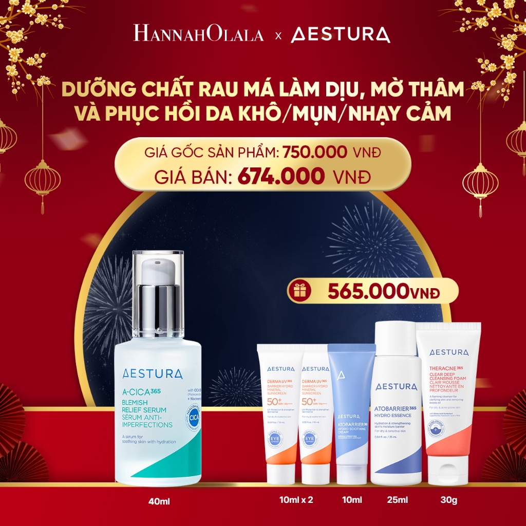 [AESTURA x HANNAH OLALA] Dưỡng chất rau má làm dịu da và mờ vết thâm AESTURA A-CICA365 Blemish Relie