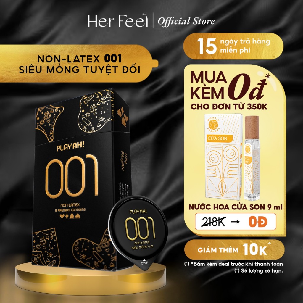 Bao Cao Su PlayAh! Non-Latex Siêu Mỏng 001 - Hộp 3 Cái