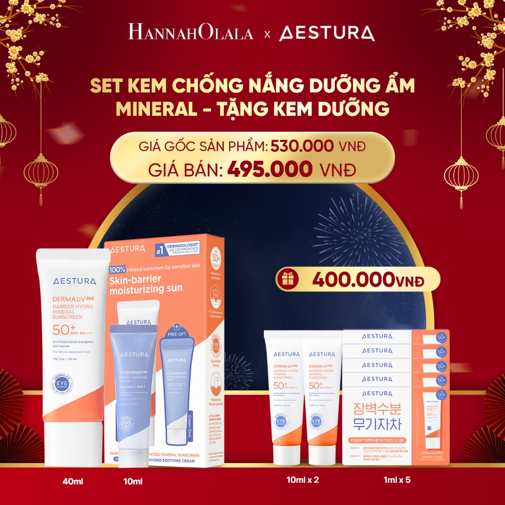 [AESTURA x HANNAH OLALA] Kem chống nắng dưỡng ẩm AESTURA DERMA UV365 Barrier Hydro Mineral Sunscreen
