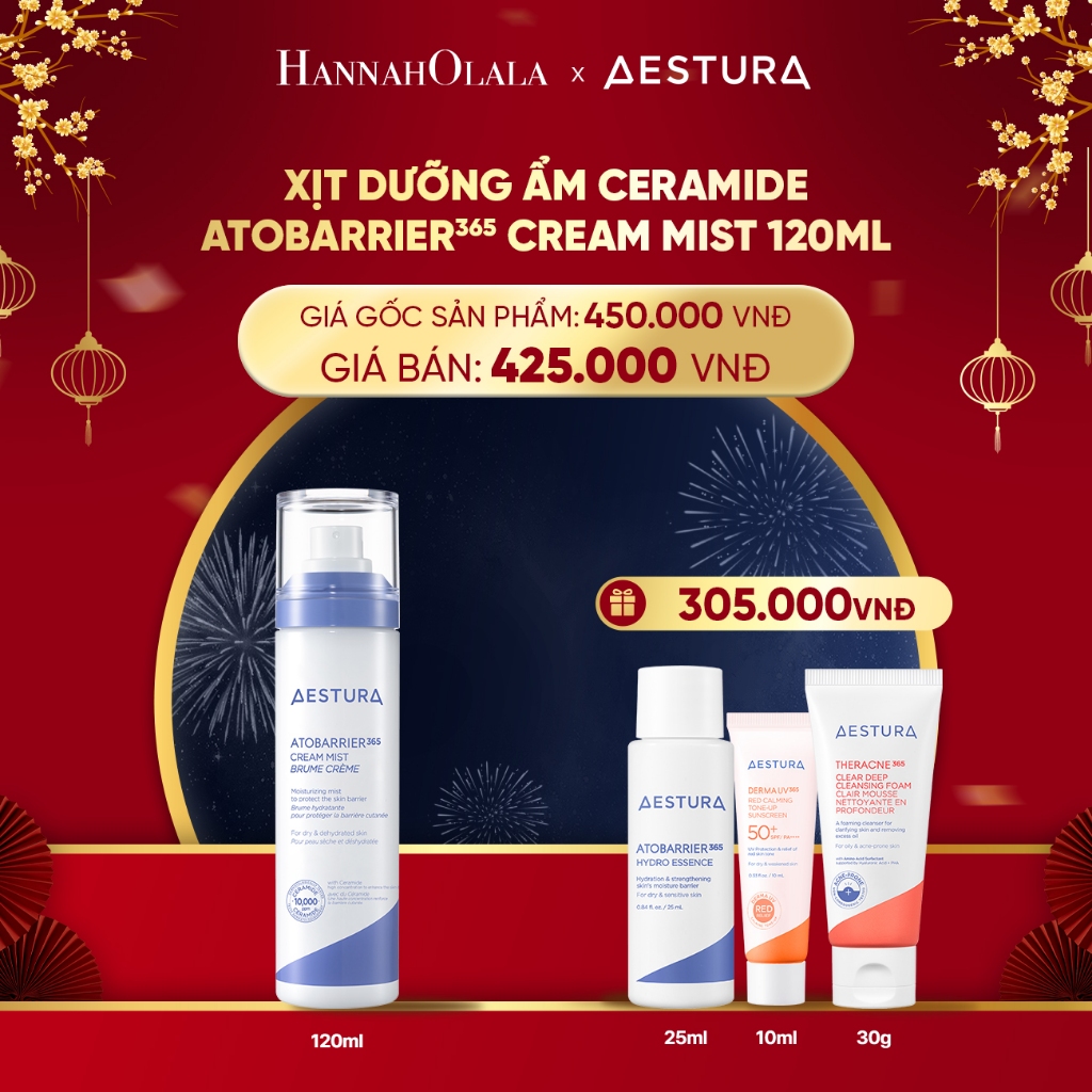 [AESTURA x HANNAH OLALA] Xịt Dưỡng Ẩm Ceramide AESTURA ATOBARRIER365 Cream Mist 120ml