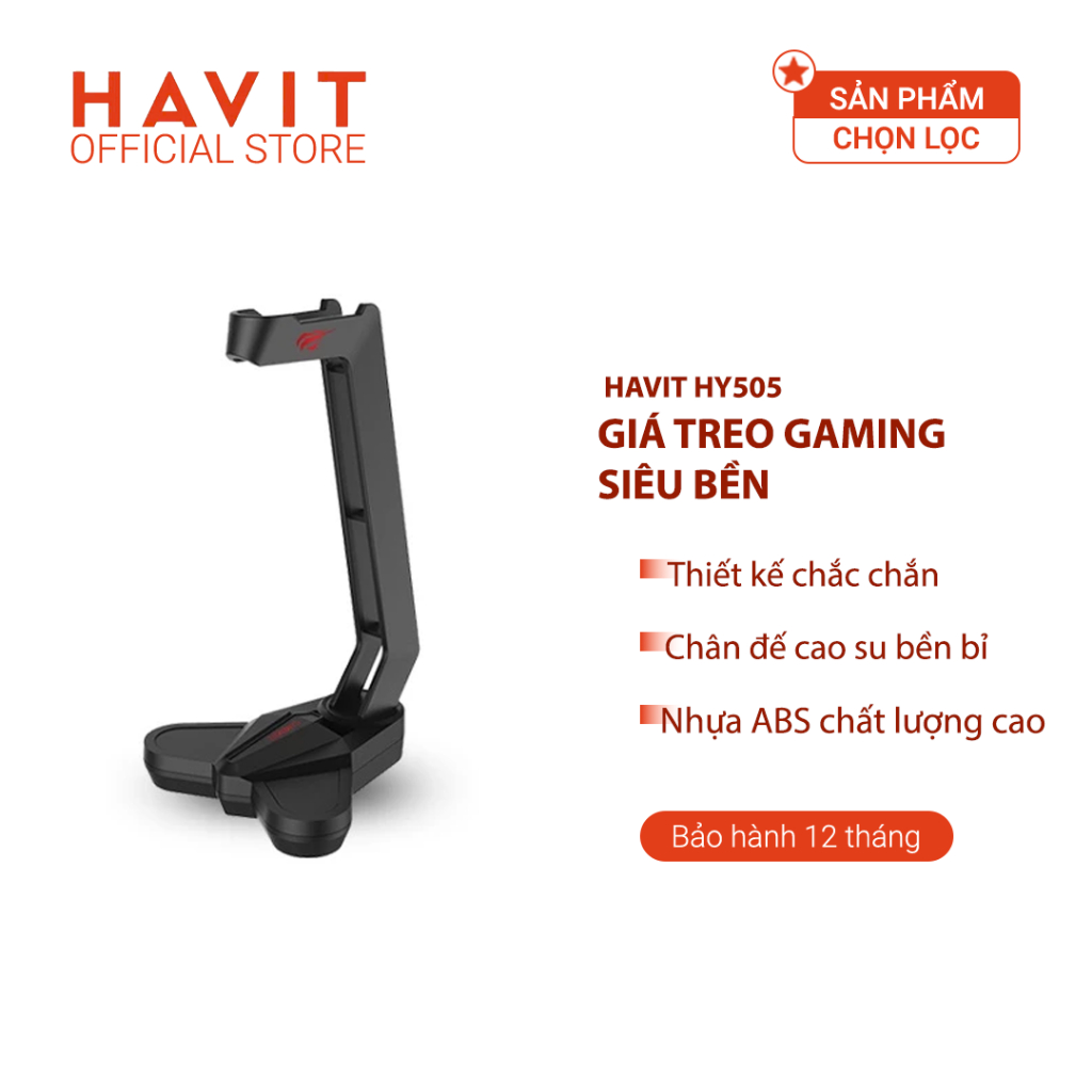 Giá Treo Gaming Headphone HAVIT HY505, Thiết Kế Chắc Chắn, Đế Cao Su Siêu Bền - Chính Hãng BH 12 Thá