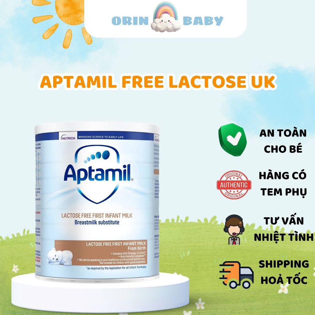 [Date 7/26] Sữa Aptamil Lactose Free 400g Anh - Sữa cho trẻ bất dung nạp Lactose - Orin Baby Store