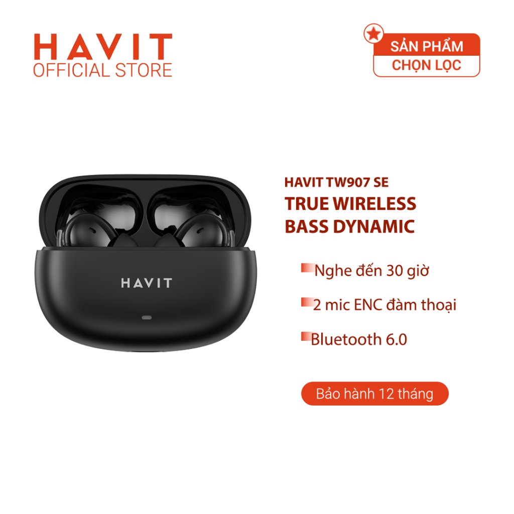 Tai Nghe TWS HAVIT TW907 SE, BT 6.0. Driver 10mm, 2 Mic ENC Hỗ Trợ Đàm Thoại, Nghe Nhạc Đến 30H - Hàng Chính Hãng | BigBuy360 - bigbuy360.vn