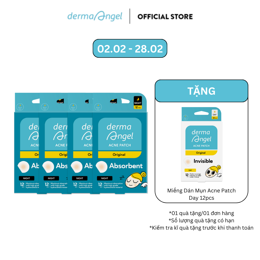 Combo 4 Miếng Dán Mụn Derma Angel (Không Tiệt Trùng) - Derma Angel Acne Patch Night 12