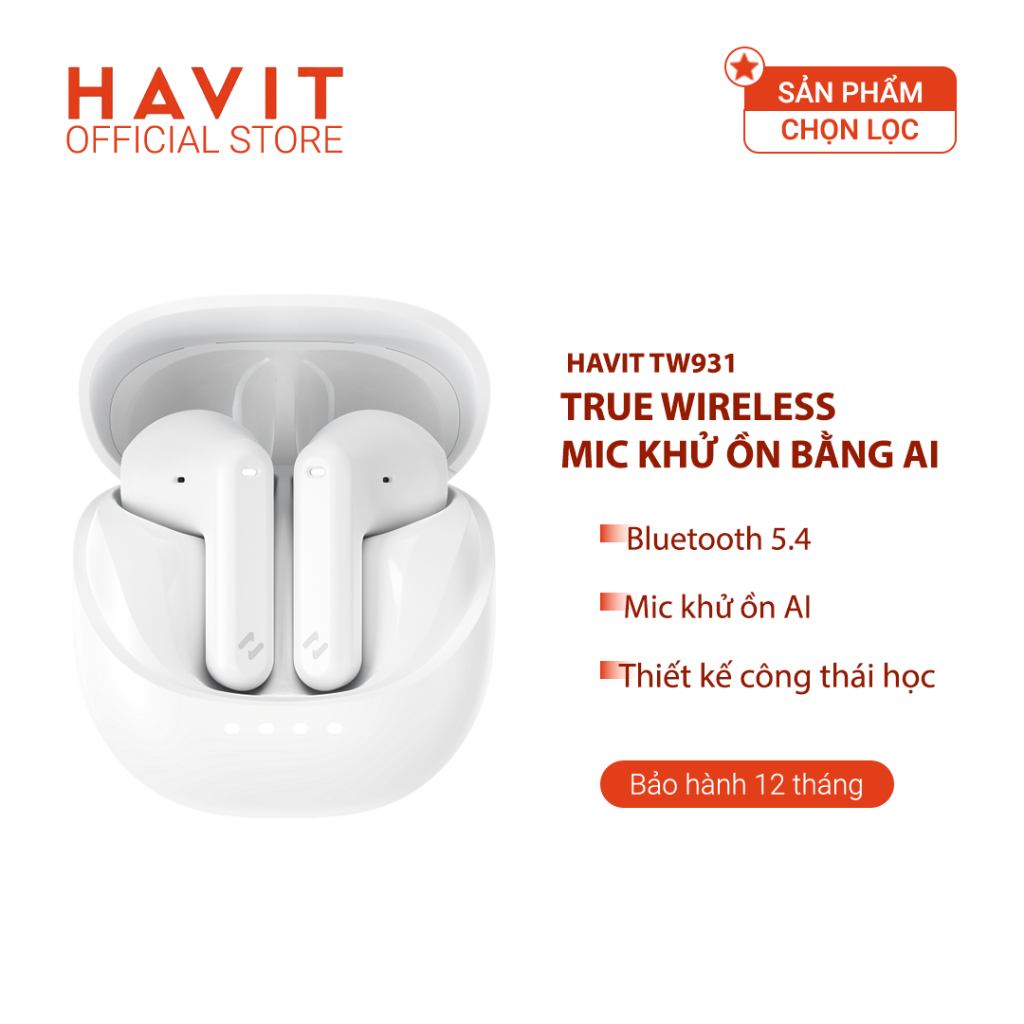 Tai Nghe True Wireless HAVIT TW931, Bluetooth 5.4, Khử Ồn AI, Nghe Đến 6H - Hàng Chính Hãng | BigBuy360 - bigbuy360.vn