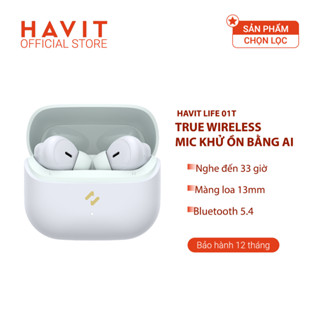 Tai Nghe True Wireless HAVIT LIFE 01T, Bluetooth 5, AI Khử Ồn, Nghe Đến 33H - Hàng Chính Hãng