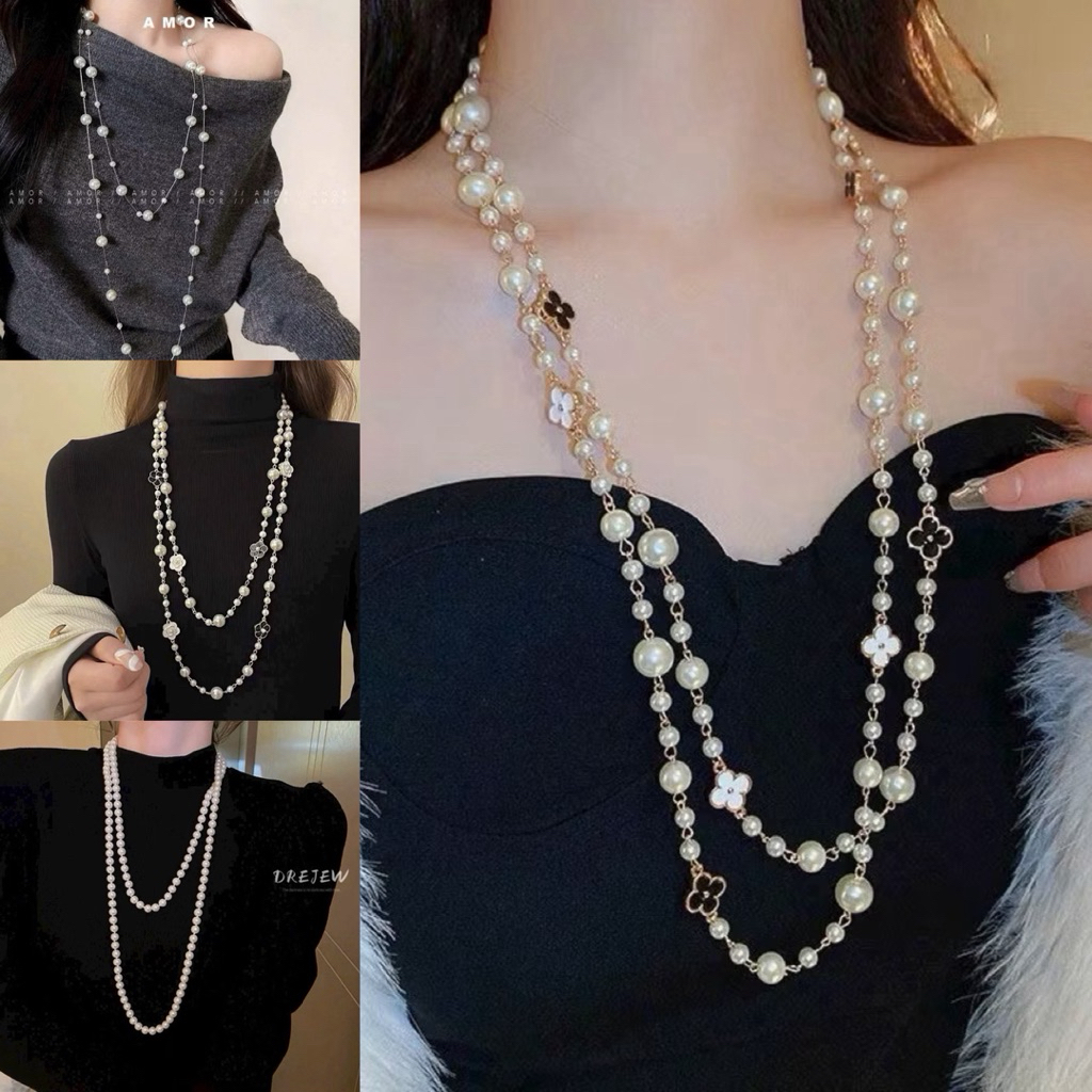 Dây Chuyền Nữ Chuỗi Ngọc Dài 150cm Hàng Loại 1 , Phong Cách Cổ Điển Phù Hợp Chị Em Phối Áo Dài