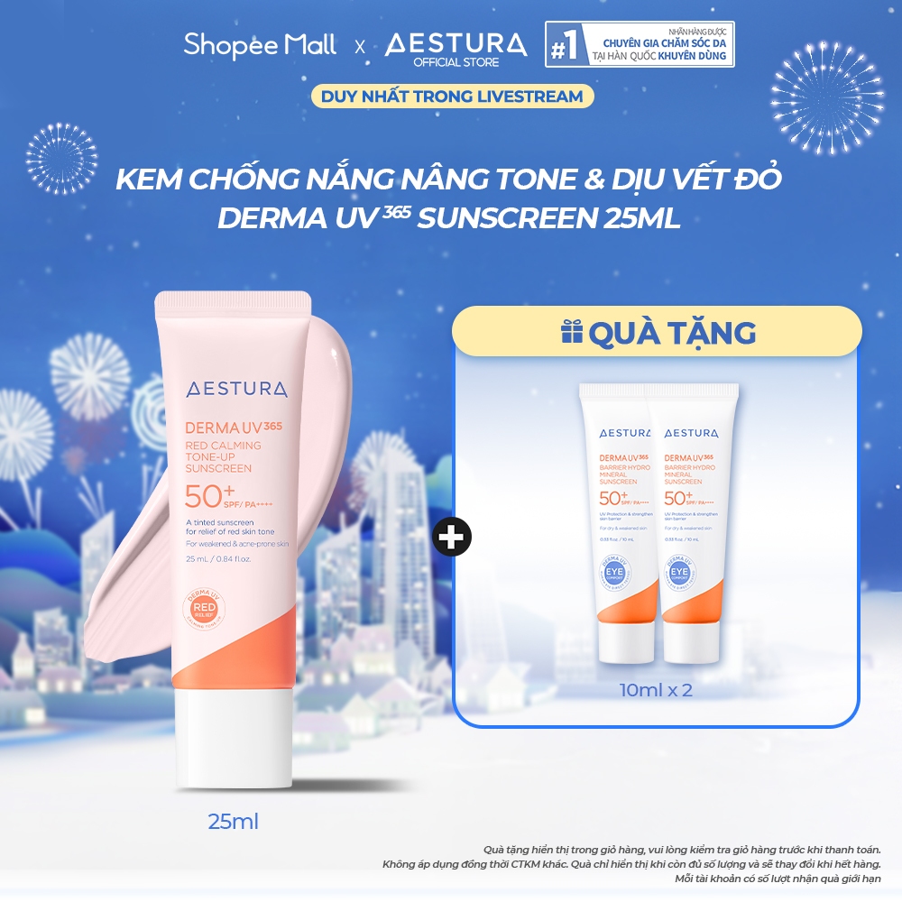 [AESTURA x NGÔ KIẾN HUY] Kem chống nắng nâng tone AESTURA DERMA UV365 Red Calming Toneup Sunscreen 2