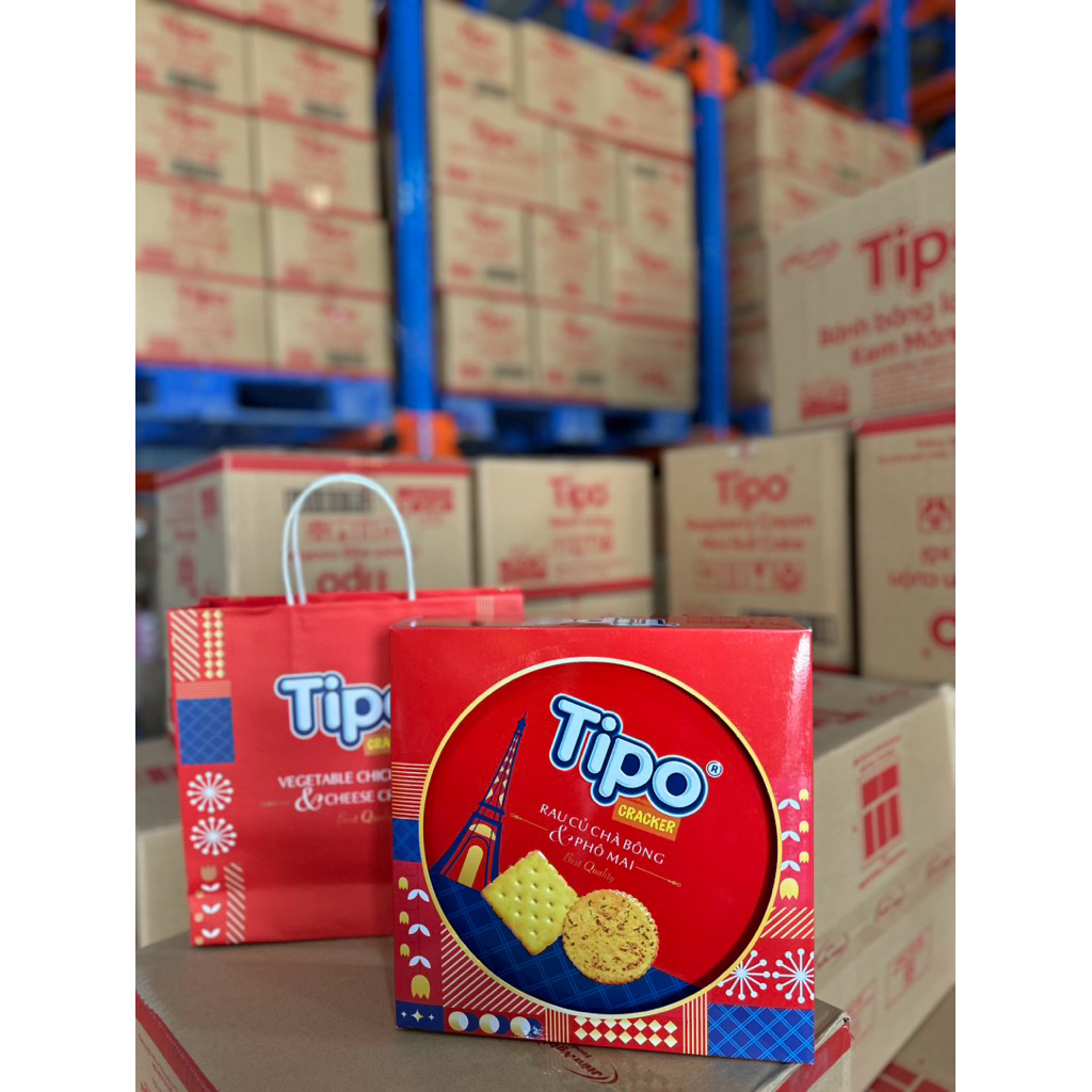 (BÁNH TẾT) TIPO BÁNH CRACKER RAU CỦ CHÀ BÔNG & PHÔ MAI 292G (10 HỘP THIẾC/KIỆN)