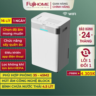 Máy hút ẩm lọc không khí Nhập Khẩu FUJIHOME DH16NW-HEPA, máy hút ẩm 16L HEPA chống nồm gia đình