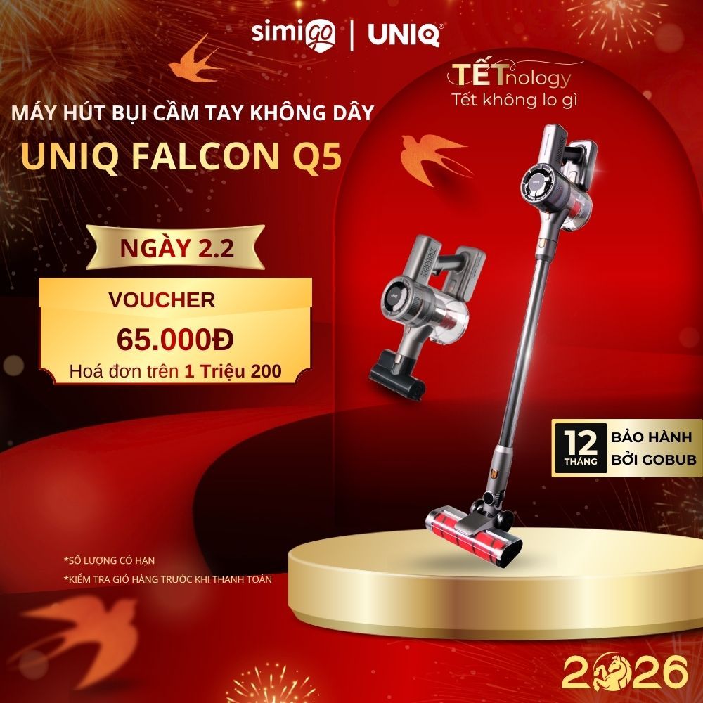 Máy hút bụi cầm tay không dây UNIQ Falcon Q5 cây hút bụi lau nhà giường nệm gia đình đa năng xe ô tô