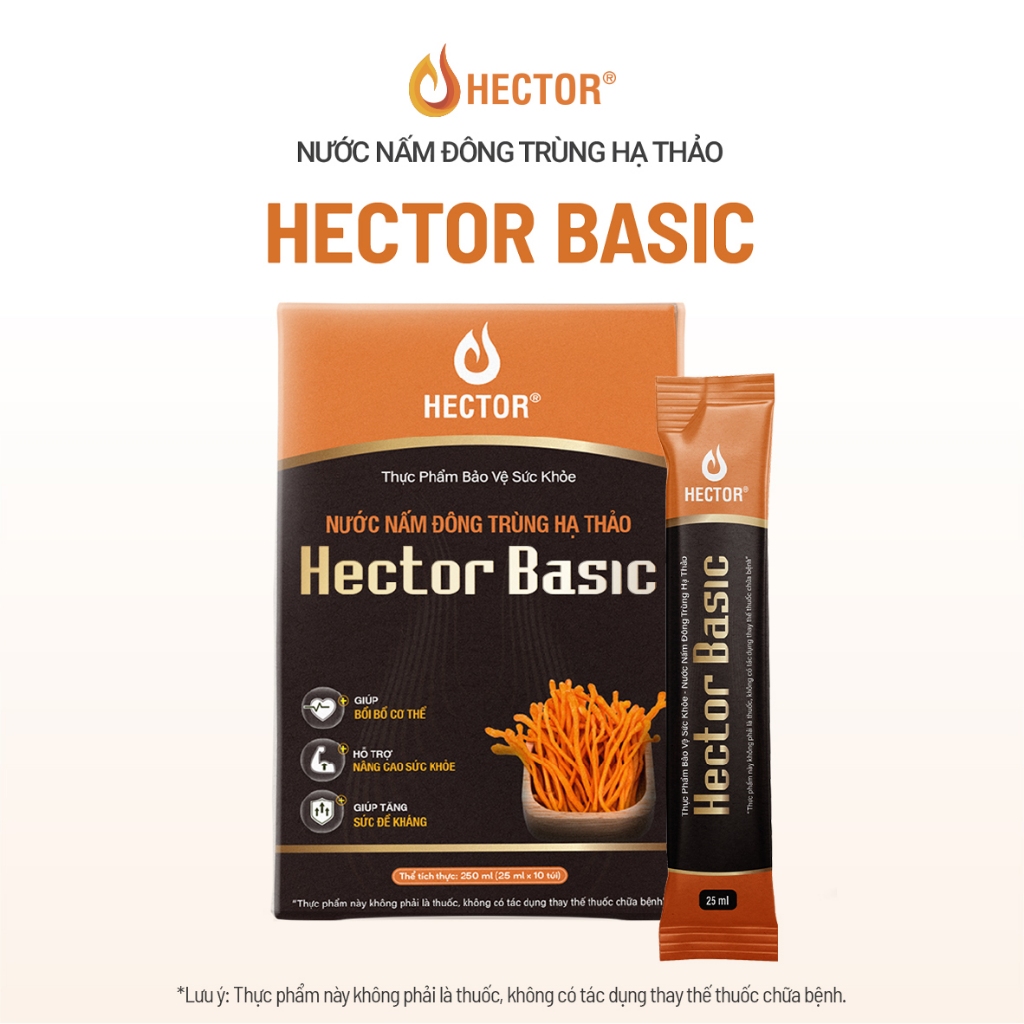 Combo 2 hộp (20 túi) Nước nấm đông trùng hạ thảo Hector Basic (Hộp 10 túi)