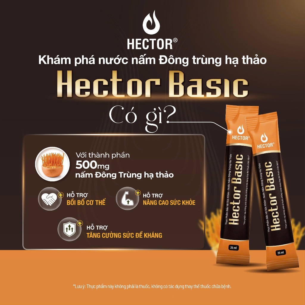 Nước nấm đông trùng hạ thảo hector basic giúp bồi bổ cơ thể tăng sức đề kháng