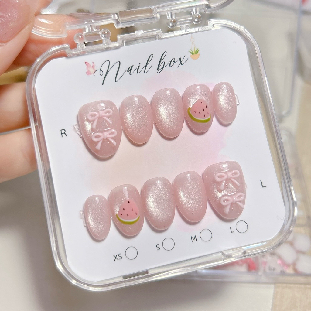 M85 nailbox thiết kế mắt mèo hồng nơ xinh