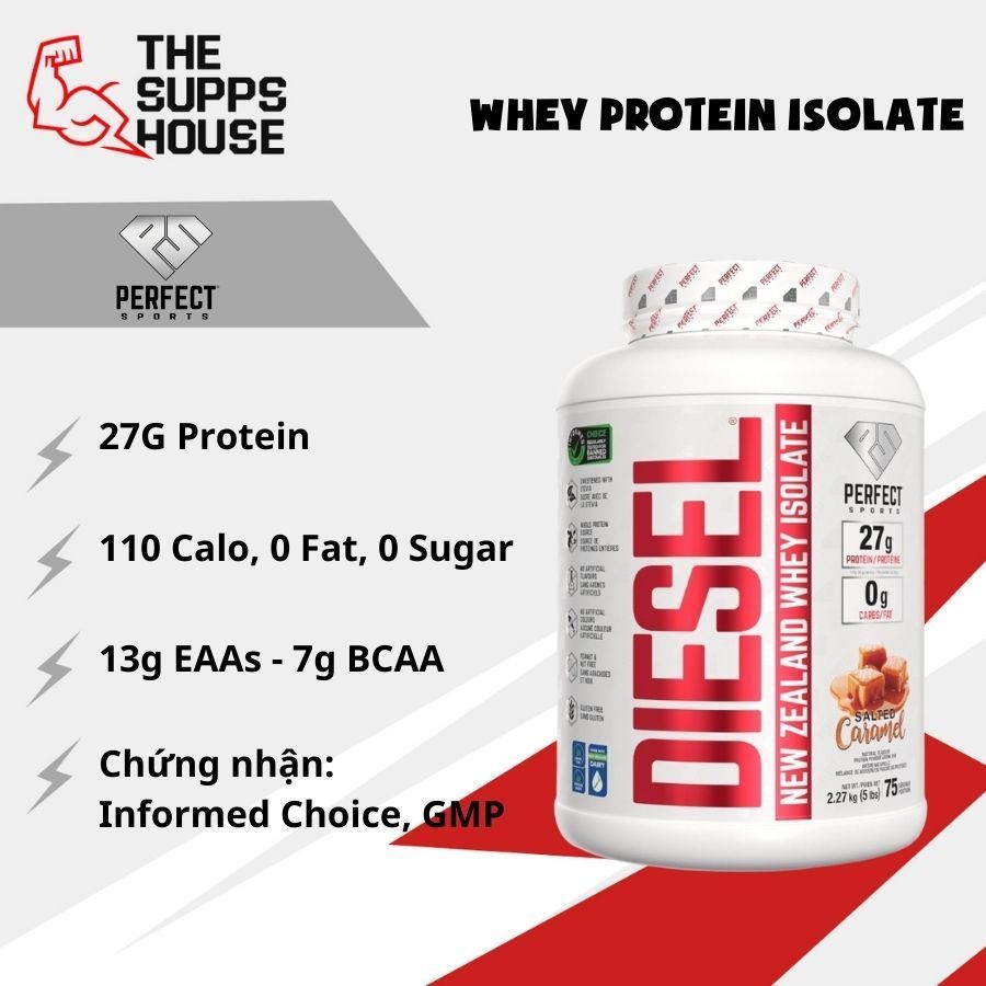 Bột tăng cơ Diesel Whey Isolate tinh khiết, hấp thụ nhanh, không nóng trong, không nổi mụn