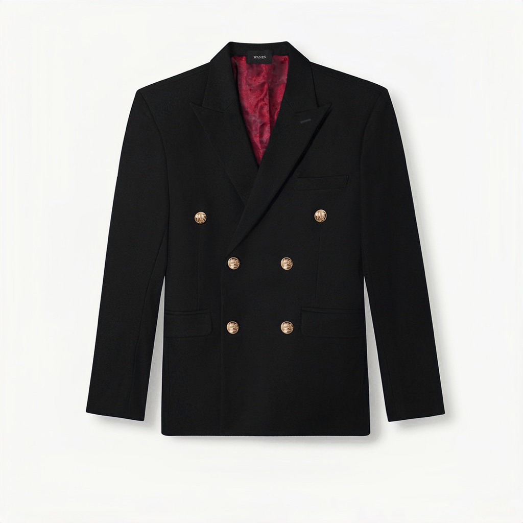 Áo Blazer 6 Cúc Đồng Phối Lót Gấm Đỏ Cao Cấp - Wanes Gold Button DB Blazer, Đệm Vai Dày, Chiết Eo Tôn Dáng, Đứng Form