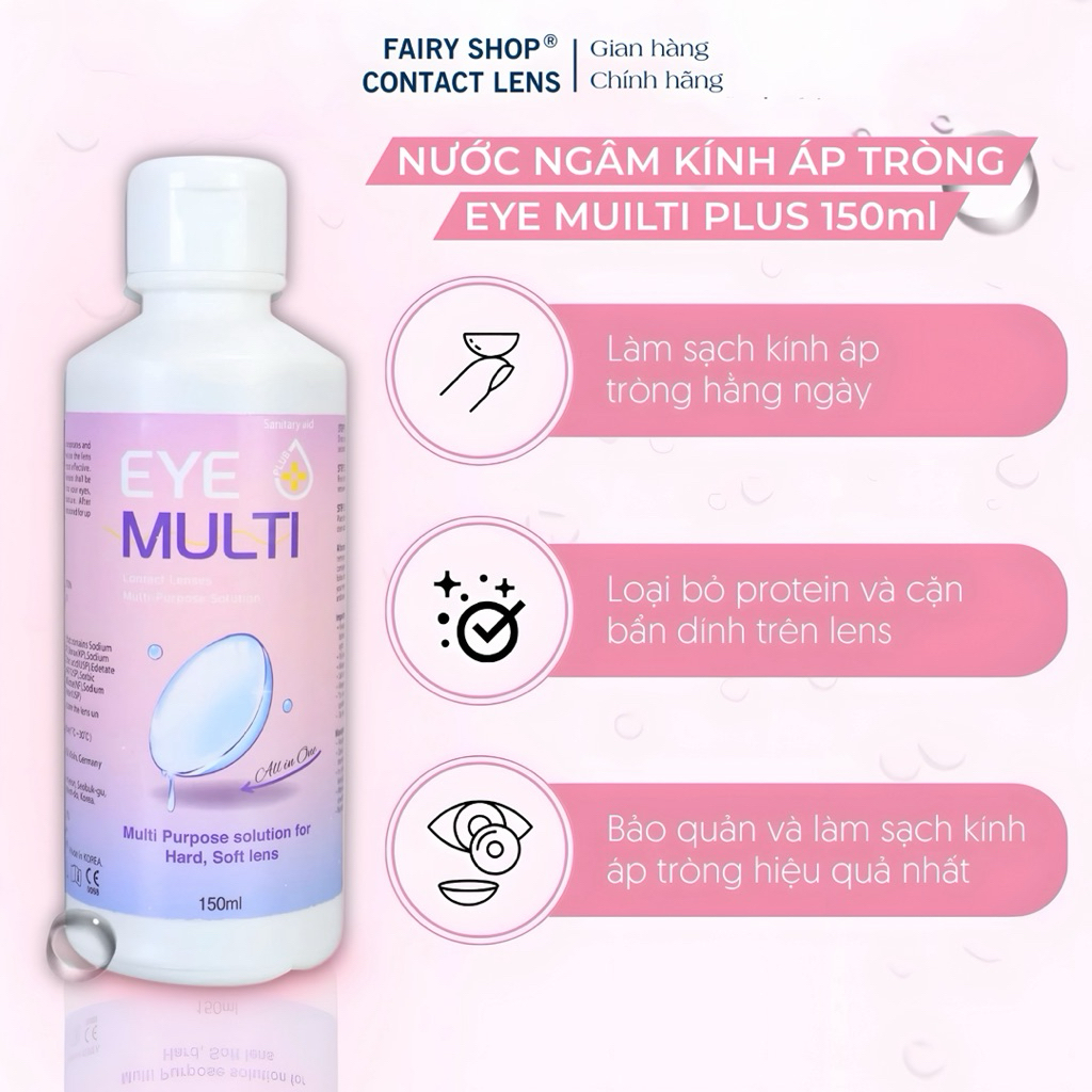 Dung dịch ngâm lens Eye Plus Multi/ Eye multi 150ml cấp ẩm và bảo quản Kính Áp Tròng FAIRY SHOP CONT