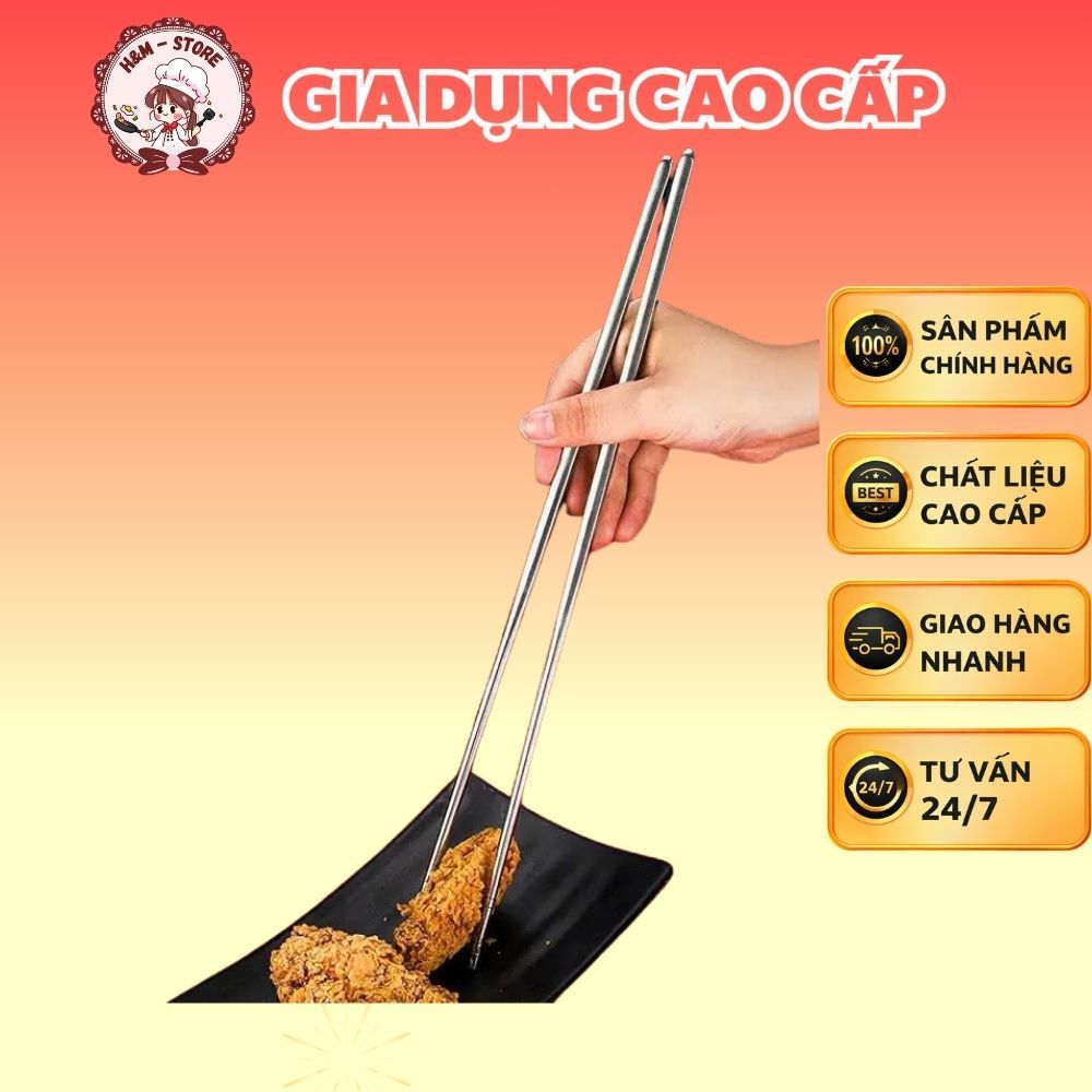 Đũa Nấu Inox 316 Cao Cấp Đũa Dài Nấu Chống Trơn Trượt Có Gờ Giữ Thức Ăn Đũa Inox Đũa Xào Đũa Dài Nấu