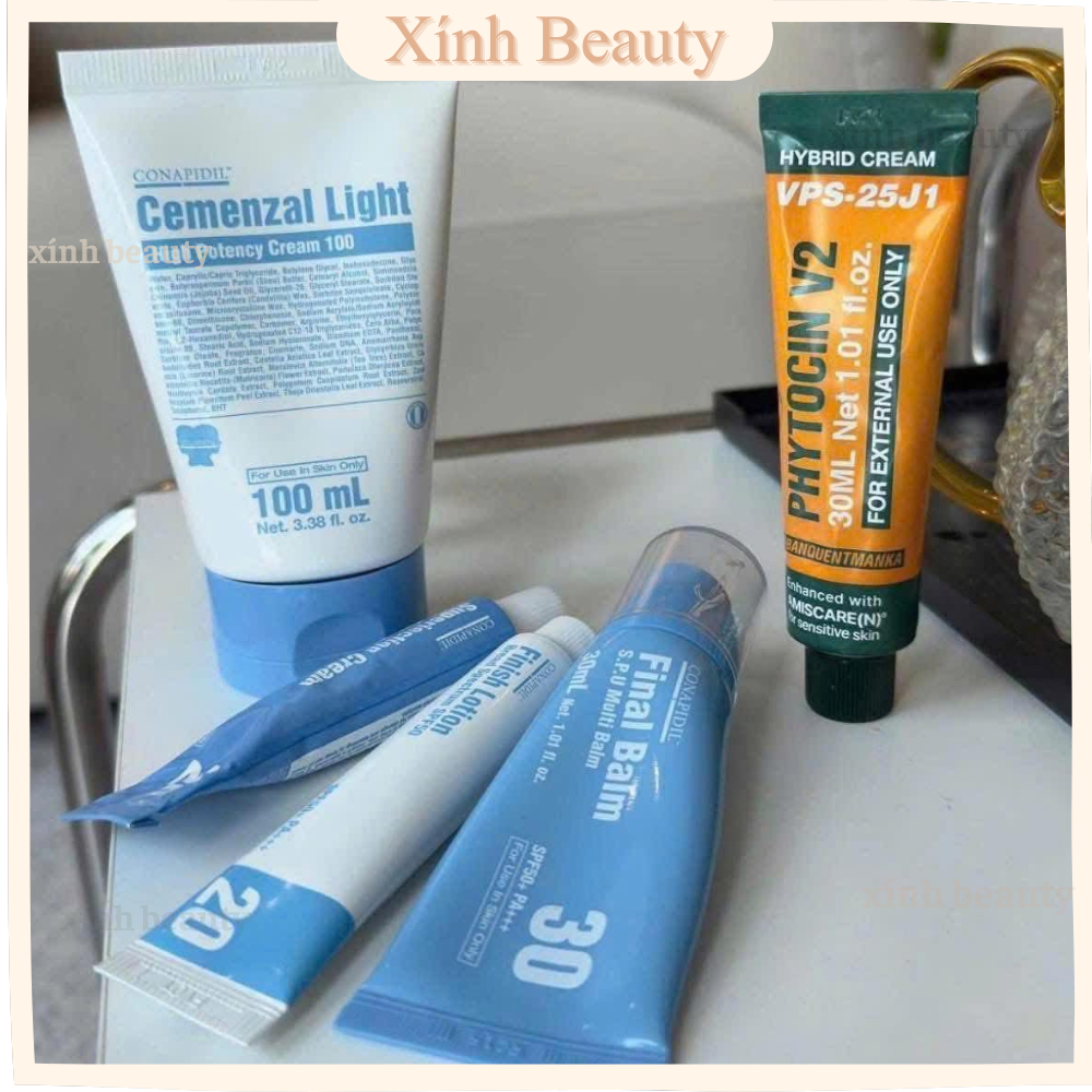 Combo Phytocin V2- Cemenzal- Final balm giúp hỗ trợ phục hồi, tái tạo làn da căng bóng