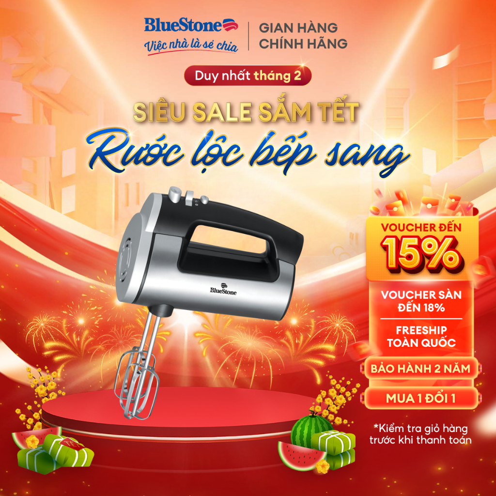 Máy Đánh Trứng BlueStone HMB-6333S 300W | 6 Tốc Độ | Trộn Bột – Làm Kem – Đánh Trứng | Chính Hãng BH 2 Năm