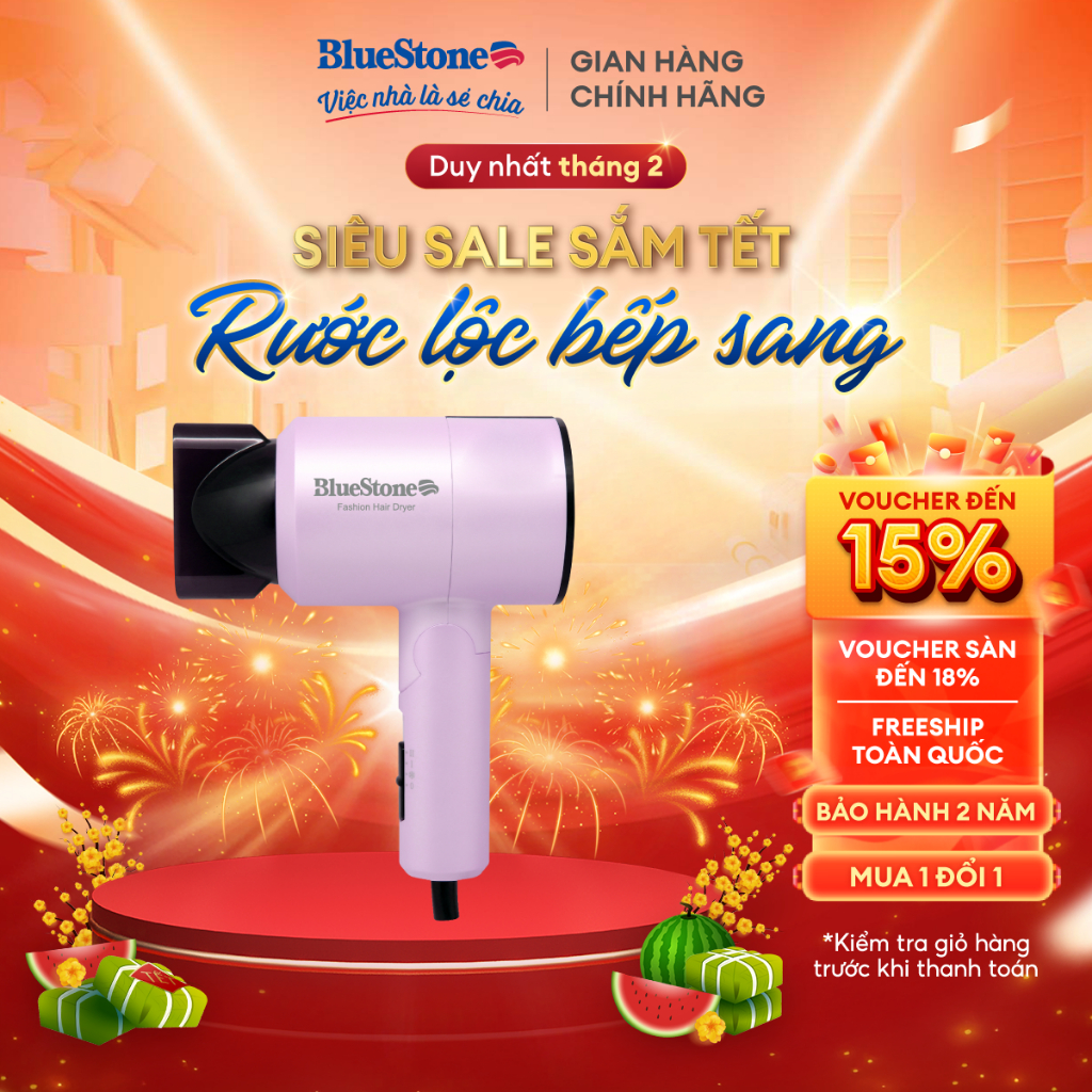 Máy Sấy Tóc BlueStone HDB-1827 | 1100W – Nhỏ Gọn – 3 Chế Độ Sấy – Bảo Vệ Tóc – Bảo Hành 2 Năm