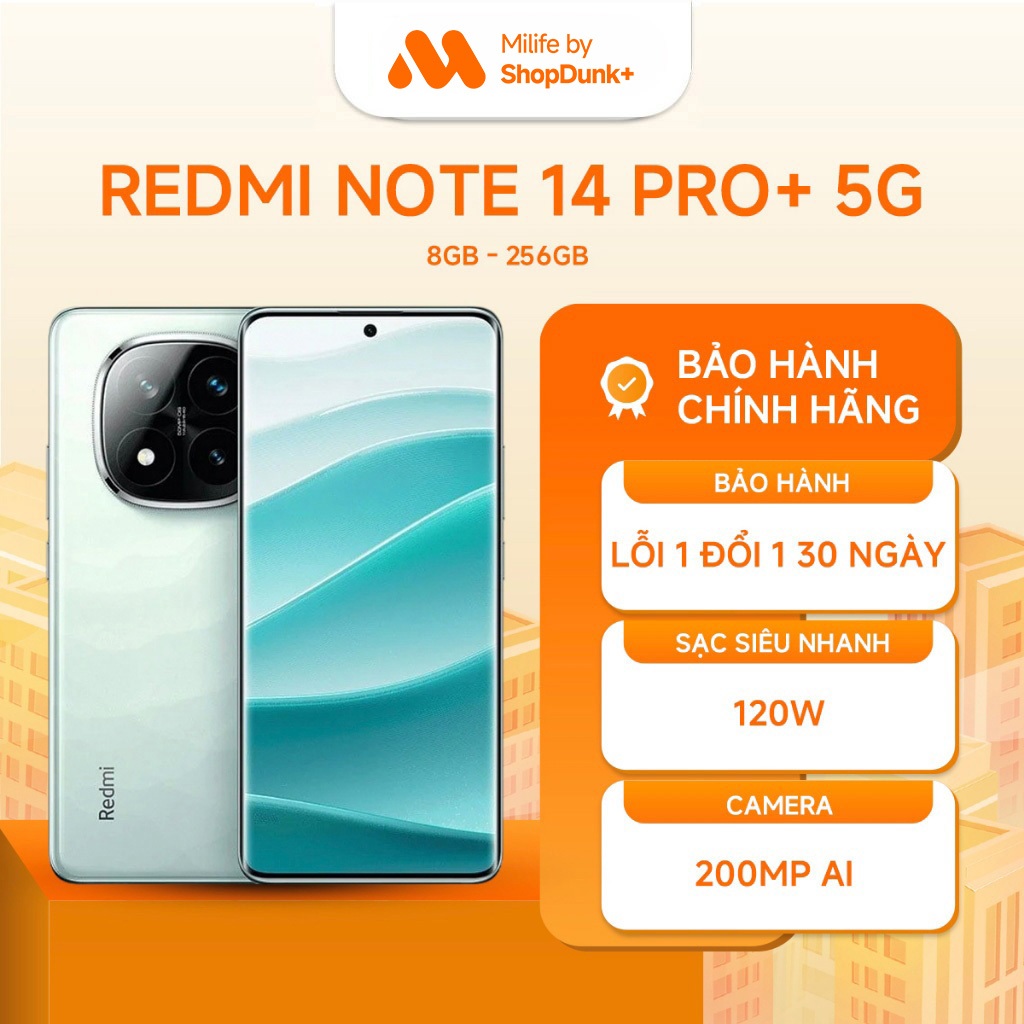 Điện Thoại Xiaomi Redmi Note 14 Pro+ 5G 8GB 256GB Chính Hãng BH 18 Tháng | BigBuy360 - bigbuy360.vn