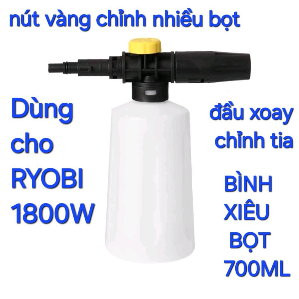 bình bọt tuyết ryobi 1800W,  bình tạo bọt tuyết máy rửa xe ryobi 1800W,  thanh nối dài súng rửa xe r