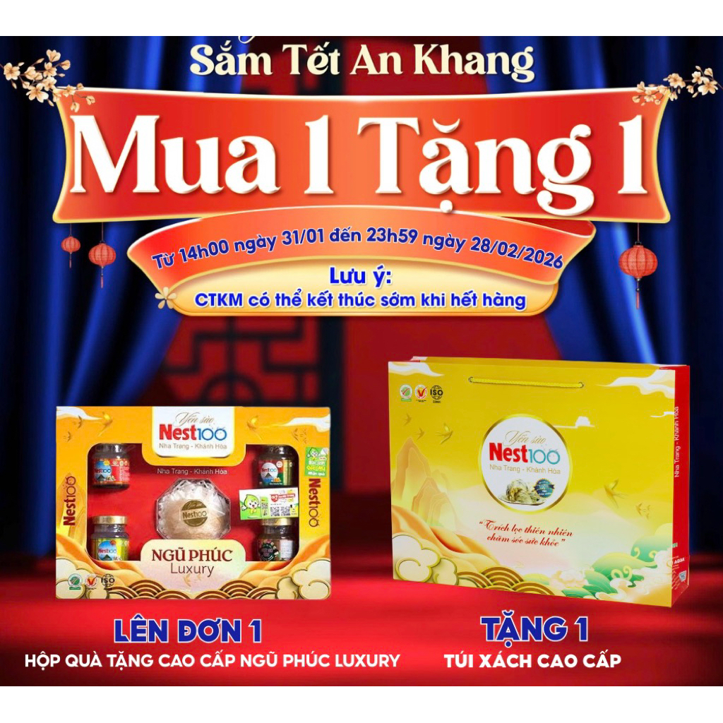 Hộp Quà Yến Sào Nest100 Ngũ Phúc Luxury - Tinh Hoa Sức Khỏe Từ Nha Trang